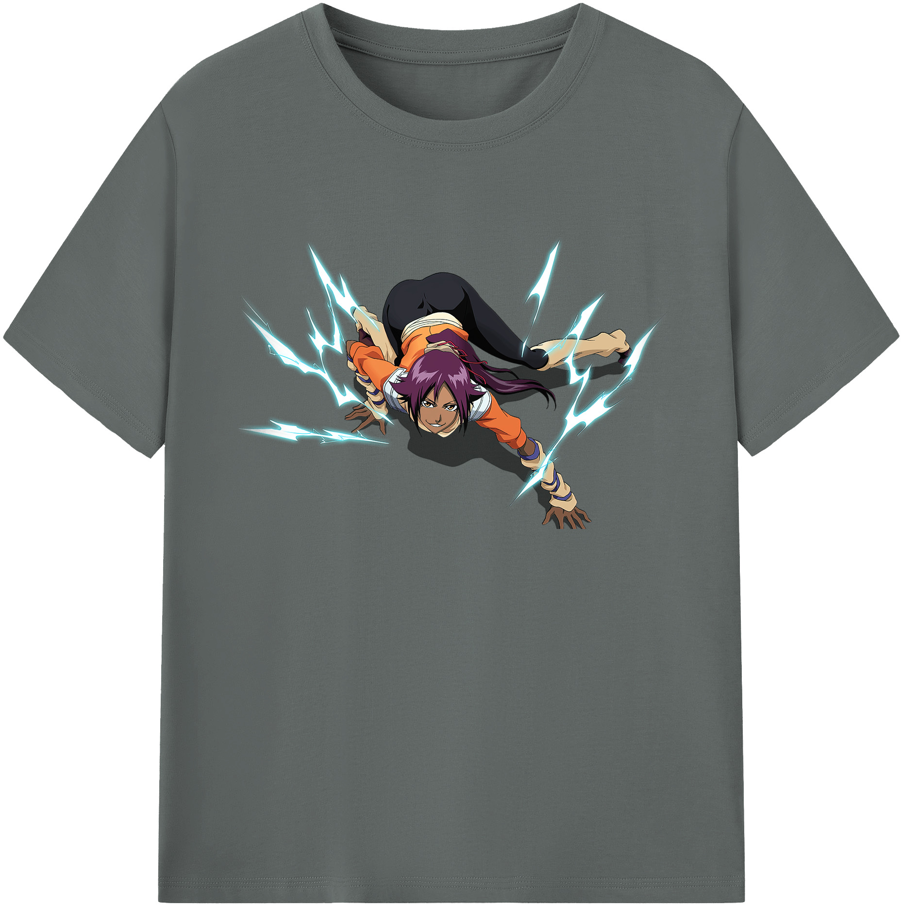 （画像用） ブリーチ 四楓院 夜一（しほういん よるいち） BLEACH Shihouin Yoruichi 綿100％ メンズ半袖Tシャツ｜肌触りやわらか＆通気性